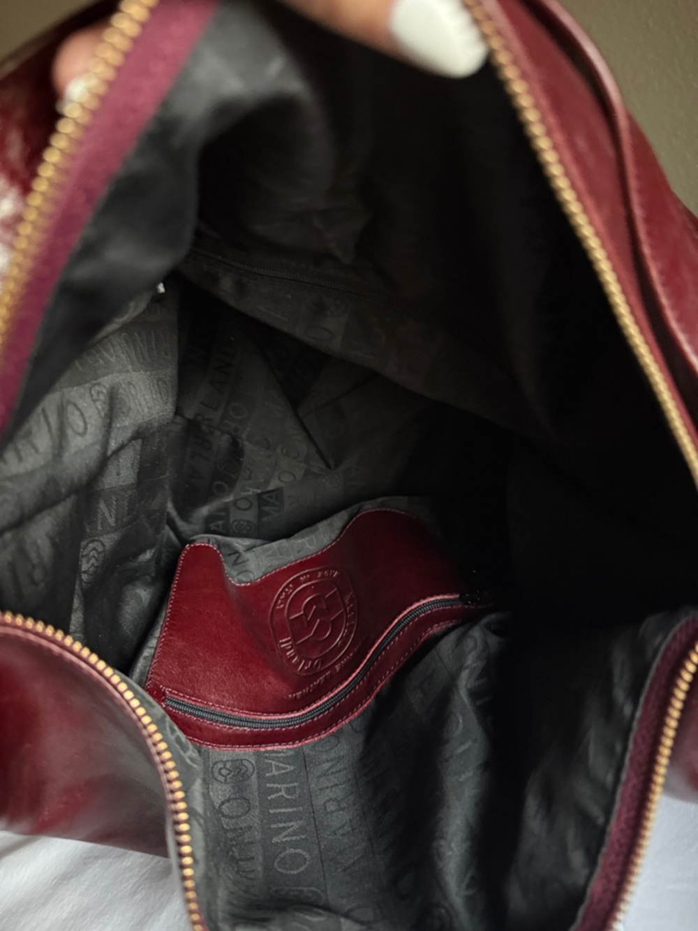 Women's Burgundy Leather Backpack Tote with Quilted Front - Picture 3 of 3